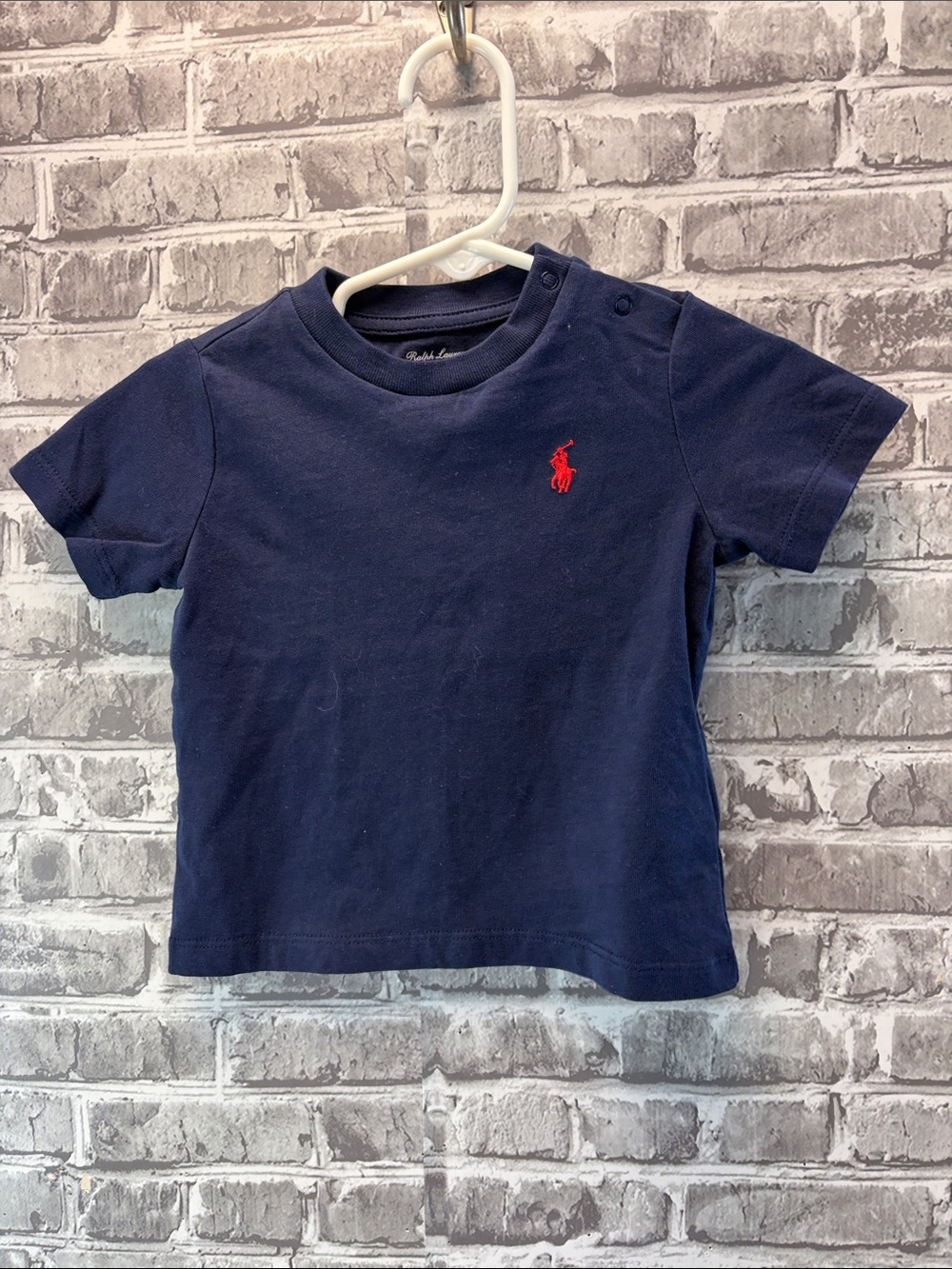 Ralph Lauren Navy Tee with Red Polo Pony - Kids